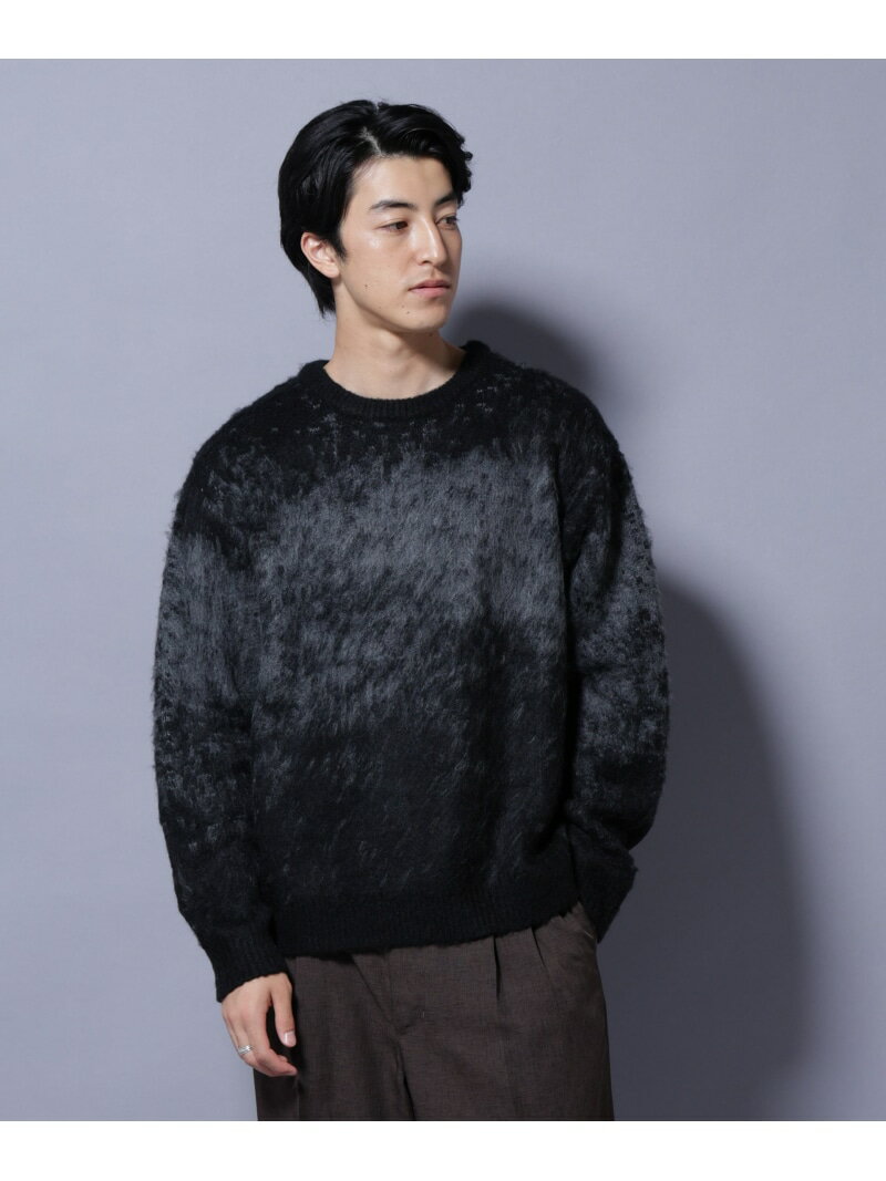 アート柄クルーネックニット1 シックカラー NANO universe ナノユニバース トップス ニット ホワイト ..