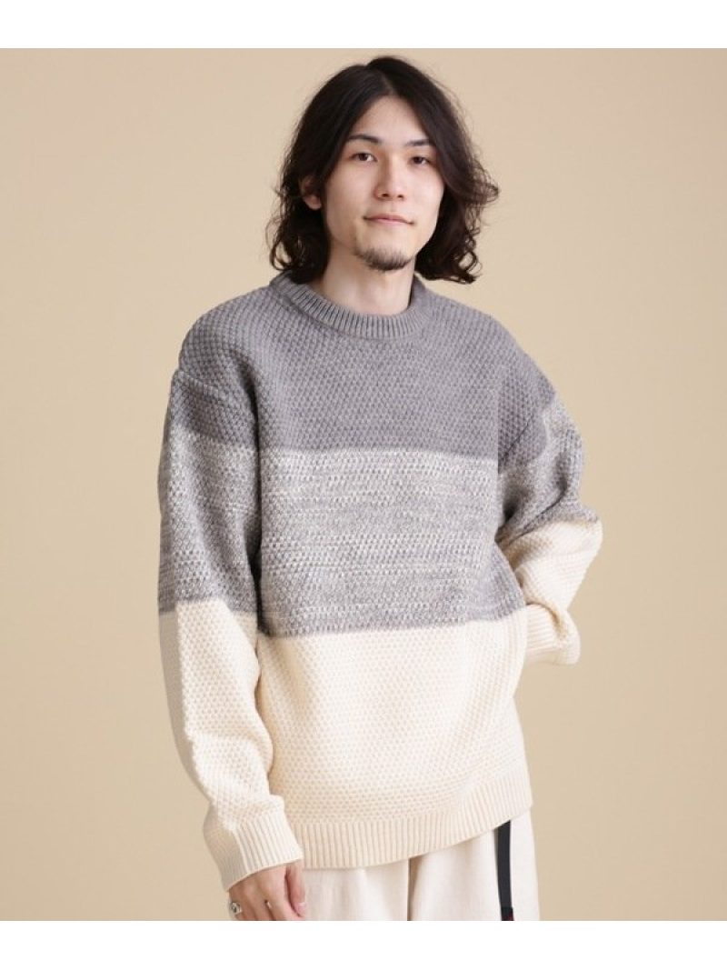 【SALE／70%OFF】LB.04/グラデーションボーダーニット NANO universe ナノユニバース トップス ニット グレー ネイビー ブラウン【RBA_E】[Rakuten Fashion]のサムネイル