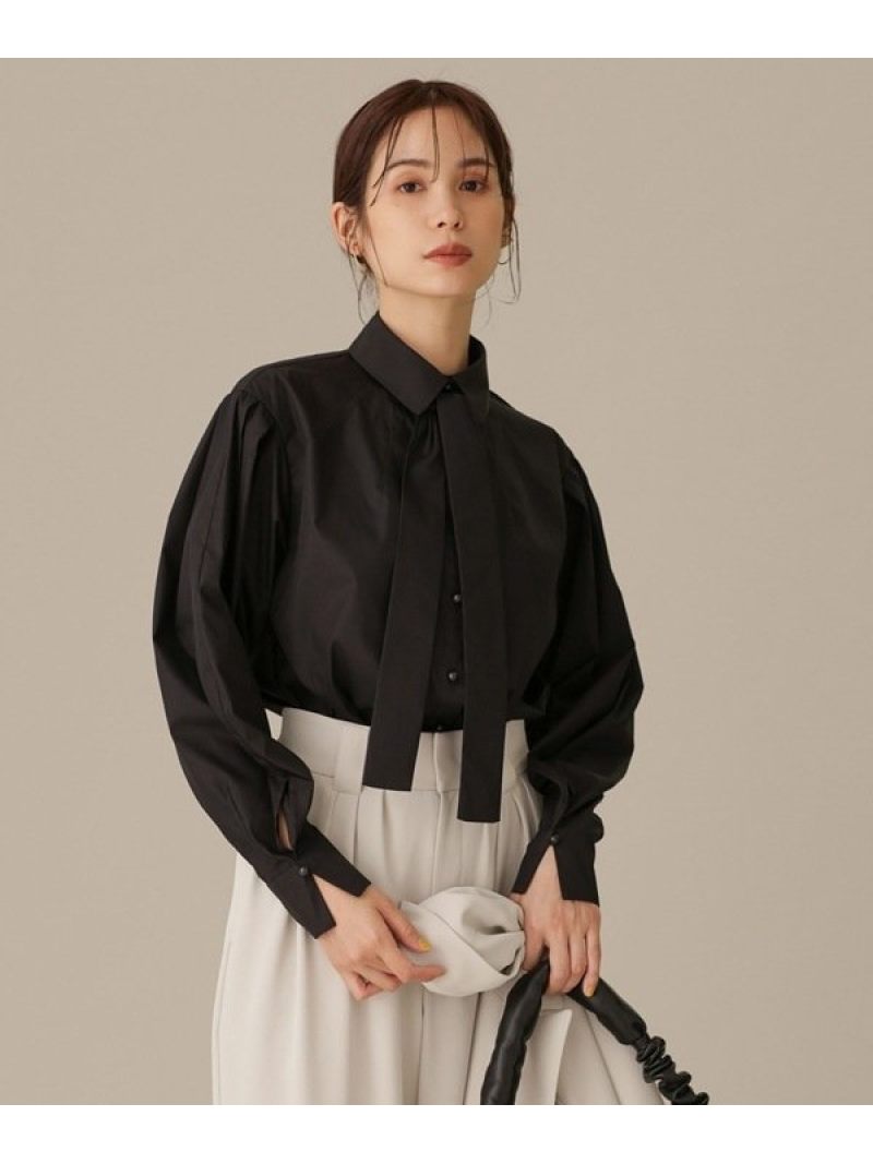 【SALE／50%OFF】LB.03/リボンタイ付きデザインシャツ NANO universe ナノユニバース トップス シャツ・ブラウス ブラック ホワイト ブラウン【RBA_E】【送料無料】[Rakuten Fashion]のサムネイル