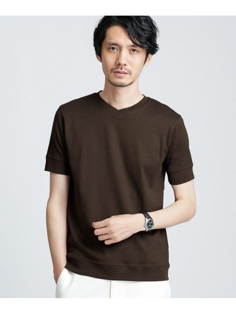 【SALE／80%OFF】FORMAL JERSEY Vネックカットソー NANO universe ナノユニバース トップス カットソー・Tシャツ ブラック ブラウン ホワイト グレー【RBA_E】[Rakuten Fashion]のサムネイル