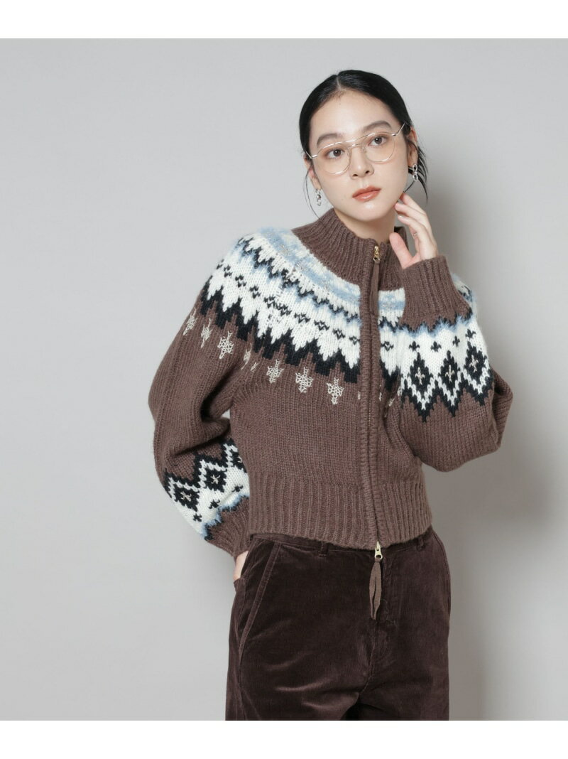 求心ショートzipカーディガン NANO universe ナノユニバース トップス ニット ブラウン ブラック【送料無料】[Rakuten Fashion]のサムネイル