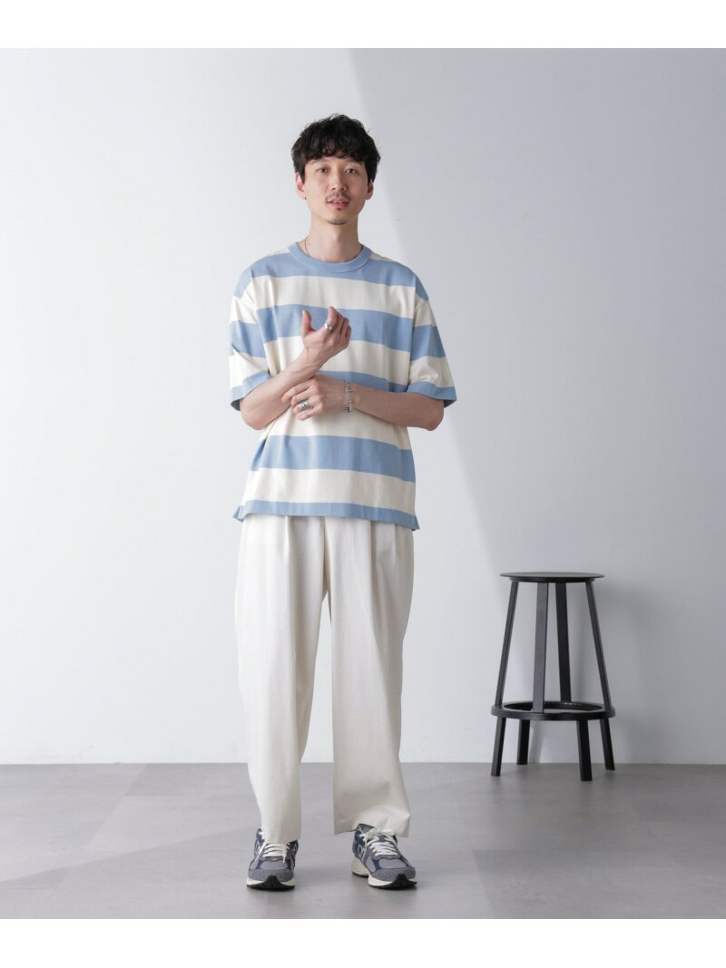 ワイドボーダーTシャツ 半袖 NANO universe ナノユニバース トップス カットソー・Tシャツ ブルー ブラウン グリーン【送料無料】[Rakuten Fashion]のサムネイル