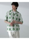 カットブローシェレースオープンカラーシャツ NANO universe ナノユニバース トップス シャツ・ブラウス グリーン ブラウン【先行予約】*【送料無料】[Rakuten Fashion]