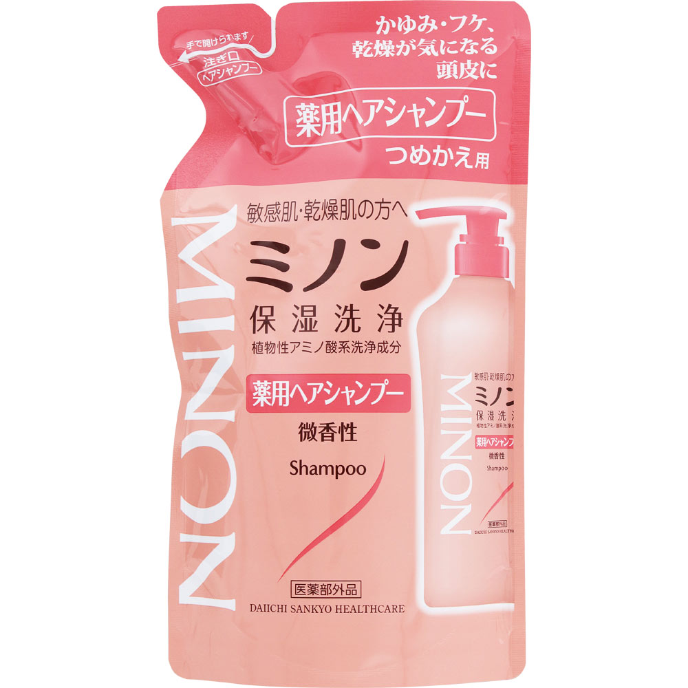 【P5倍】ミノン薬用ヘアシャンプー　詰替用　380ML　／敏感肌 乾燥肌 アミノ酸系ヘアケア　頭皮のスキンケア かゆみ・フケ・におい予防に
