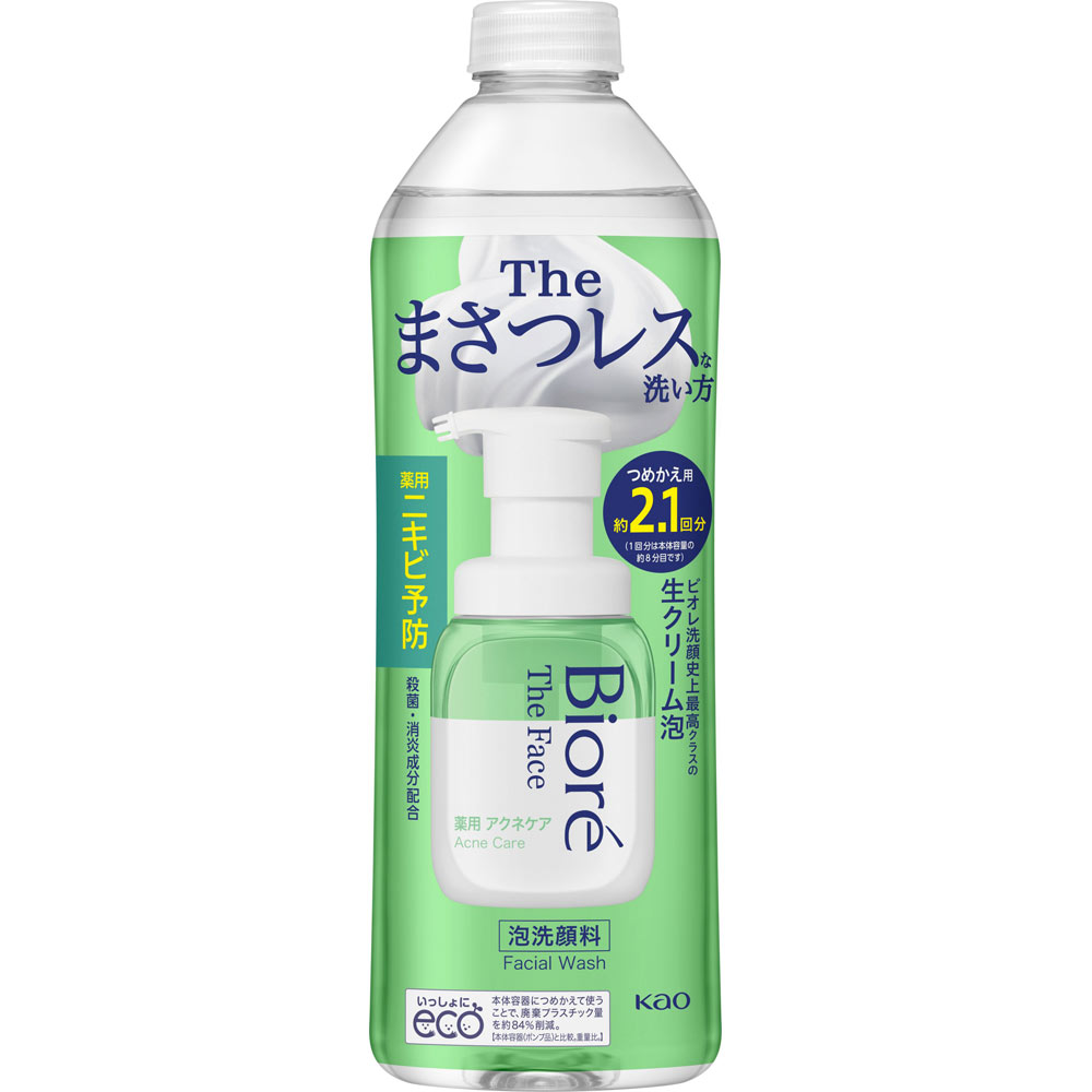 ビオレ ザフェイス 泡洗顔料 薬用アクネケア つめかえ用 340mL　／薬用ニキビ予防 殺菌・消炎成分配合 生クリーム泡