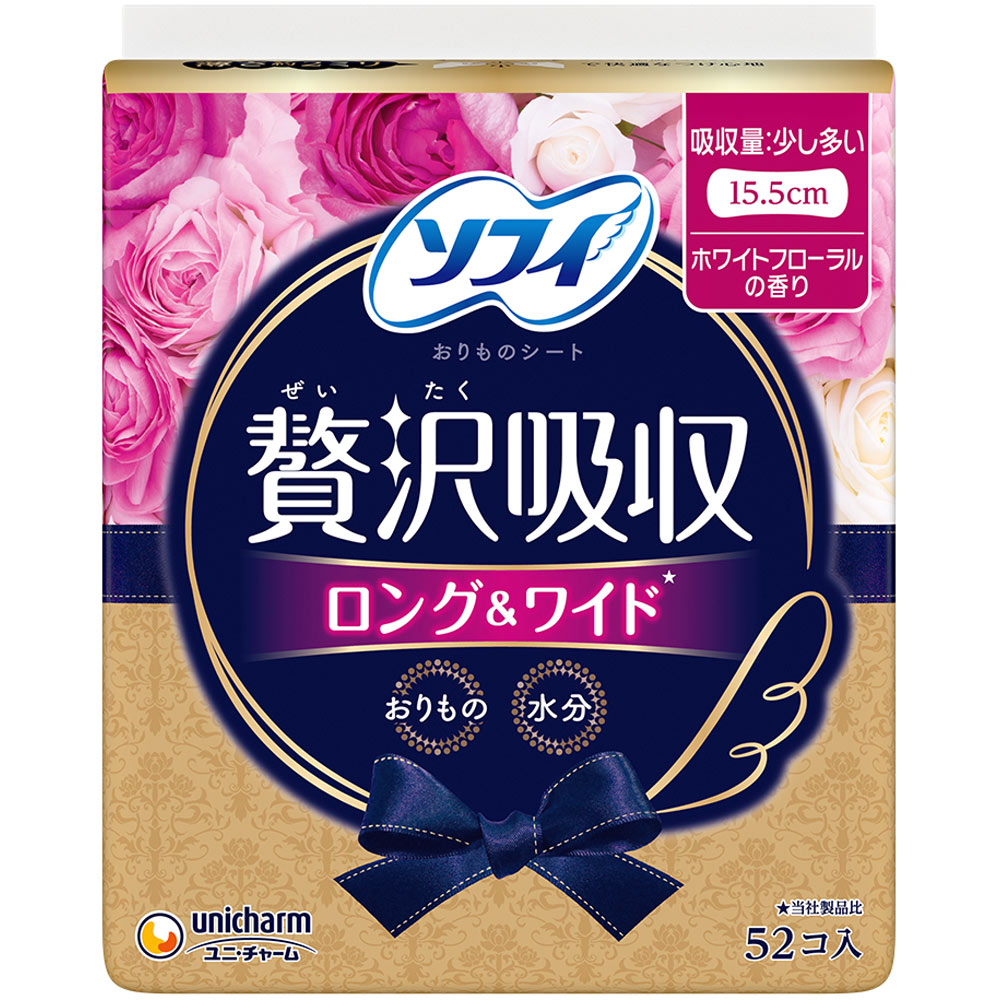 ◇ソフィkiyora贅沢吸収 ホワイトフローラル 少し多い用 52枚