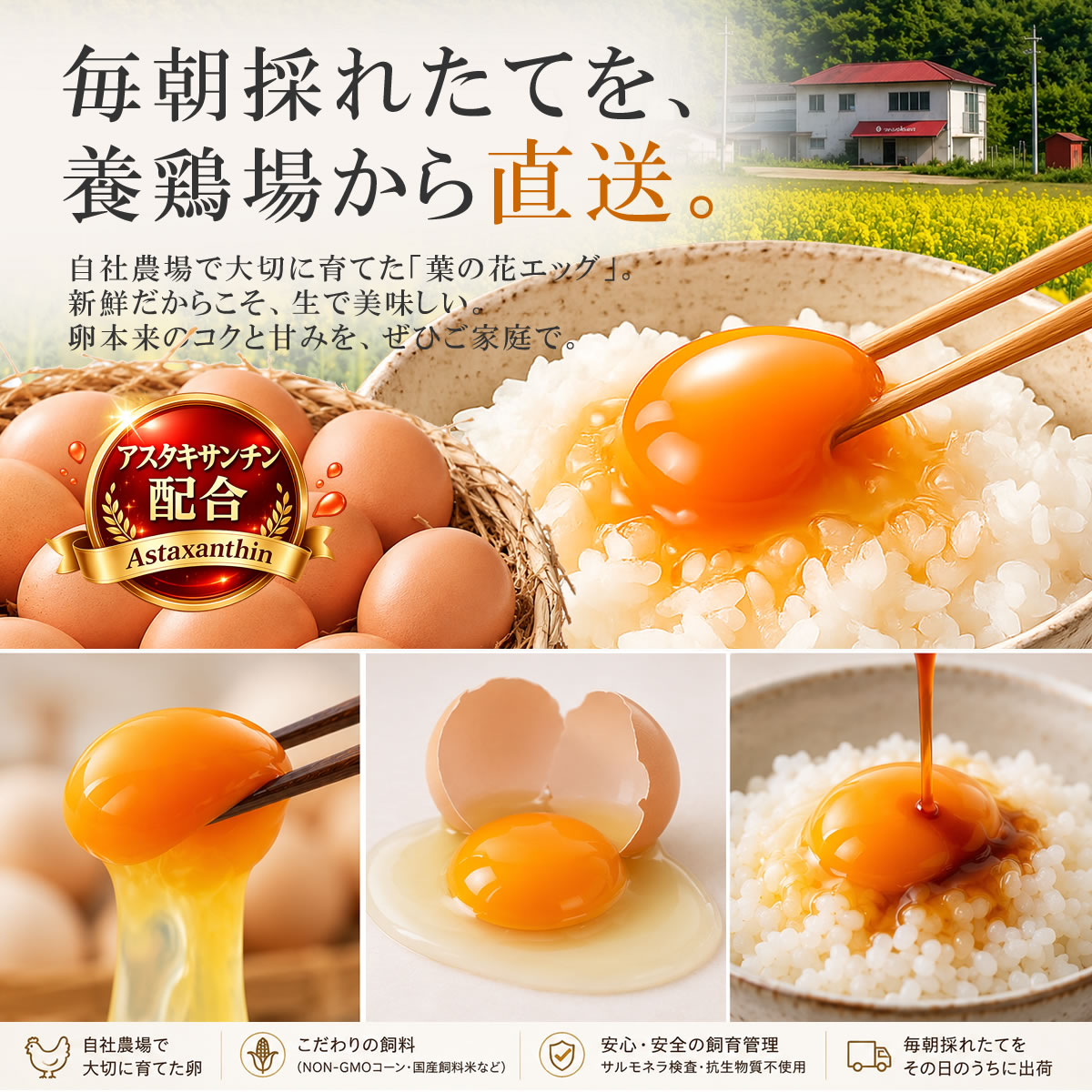 菜の花たまご直売所Kokkoの卵 30個 ( 白玉 15個 赤玉 15個 ) 生卵 高級卵 高級 たまご タマゴ 玉子 ブランド卵 鶏卵 産みたて お取り寄せ 取り寄せ ギフト たまごギフト 贈答 甘味 コク おいしい 生食用 生たまご 美味しい卵 新鮮 産直 産地直送 ブランド まとめ買い セット アスタキサンチン卵｜アングル2