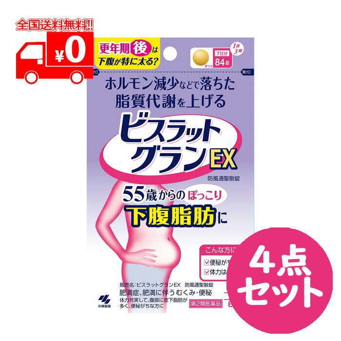 【第2類医薬品】ビスラットグランEX 防風通聖散錠 84錠 4点セット ホルモン減少 脂質代謝 下腹脂肪【小林製薬】