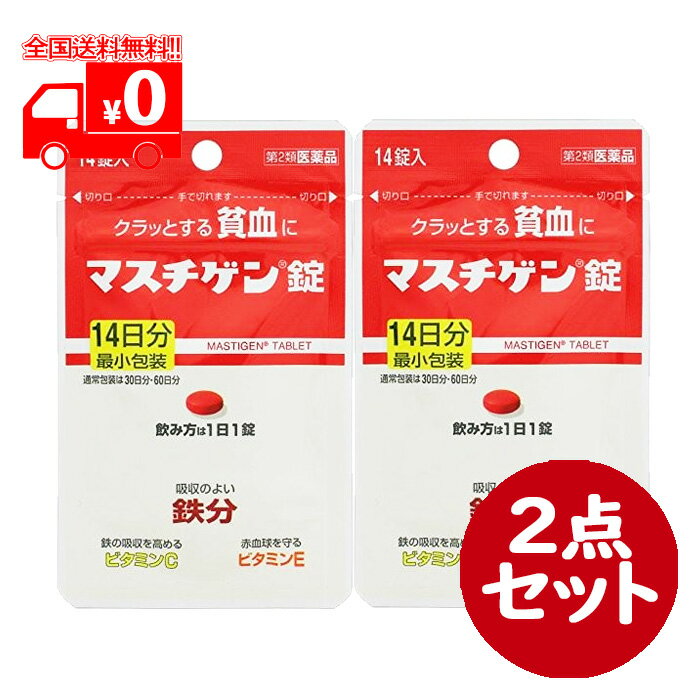 【第2類医薬品】マスチゲン錠 14日分(14錠) パウチ包装 2点セット 貧血用薬【日本臓器製薬】