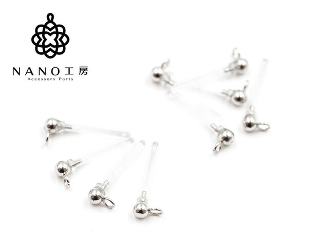 【pc-57】シルバー カン付き 樹脂ピアス★10個（5ペア）★アレルギーの方にも イヤリングパーツ ピアスパ..