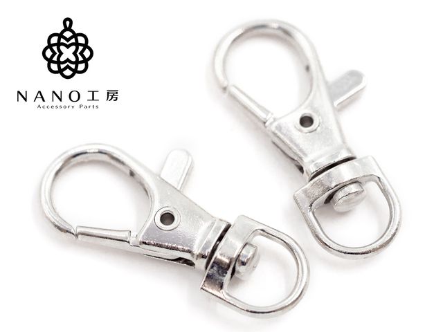 【sp-2】35mm ナスカン 回転カン付き 金具 シルバー★10個★バッグチャーム チェーンホルダー 持ち手 ナスカン 鞄 カバン ストラップ キーホルダー