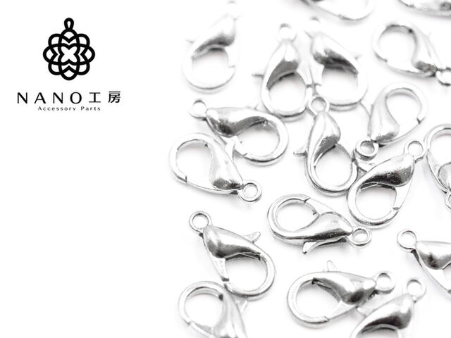 10mm 12mm 14mm カニカン シルバー★ 基礎 素材 ピアス アクセサリー パーツ ネックレス