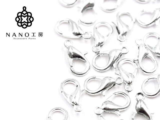 カニカン ホワイトシルバー10mm 12mm 14mm★★ 基礎金具 留め具 素材 ピアス アクセサリー パーツ ネックレス