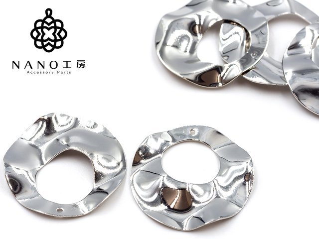 【mp-20】メタルパーツ ウェーブリング シルバー★4個★ピアス イヤリング ウェーブチャーム ウェーブパーツのサムネイル