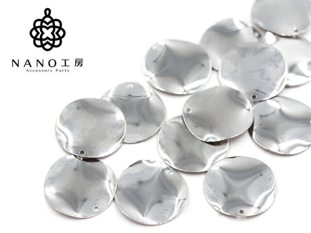 Rakuten - 【mp-64】メタルパーツ　ラウンドウェーブ 22mm シルバー10個入り ★ピアス イヤリング パーツ