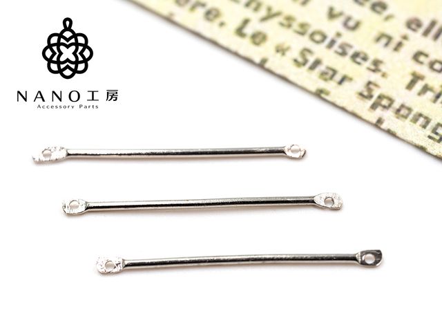 Rakuten - 【mp-66】35mm 両穴メタルスティック 丸型 シルバー ★10個★ コネクター スティック 棒ピアス イヤリング パーツ