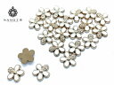 13mm 花型 カボション ホワイト ゴールド【cb-61】 ★20個★ネイル つや 花 カボション 黒 ピアス イヤリングアクセサリーパーツ