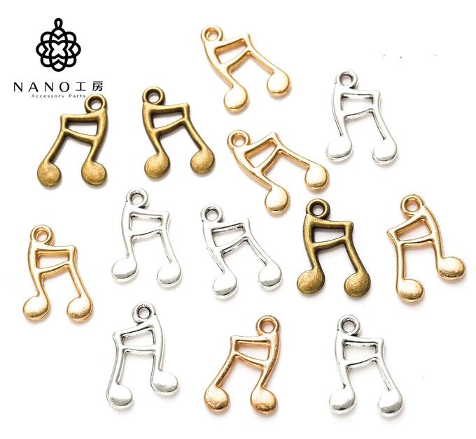 【5】音符チャーム 　KCールド　シルバー　アンティークゴールド★音楽 金　銀　金古美　 ミュージック 夢