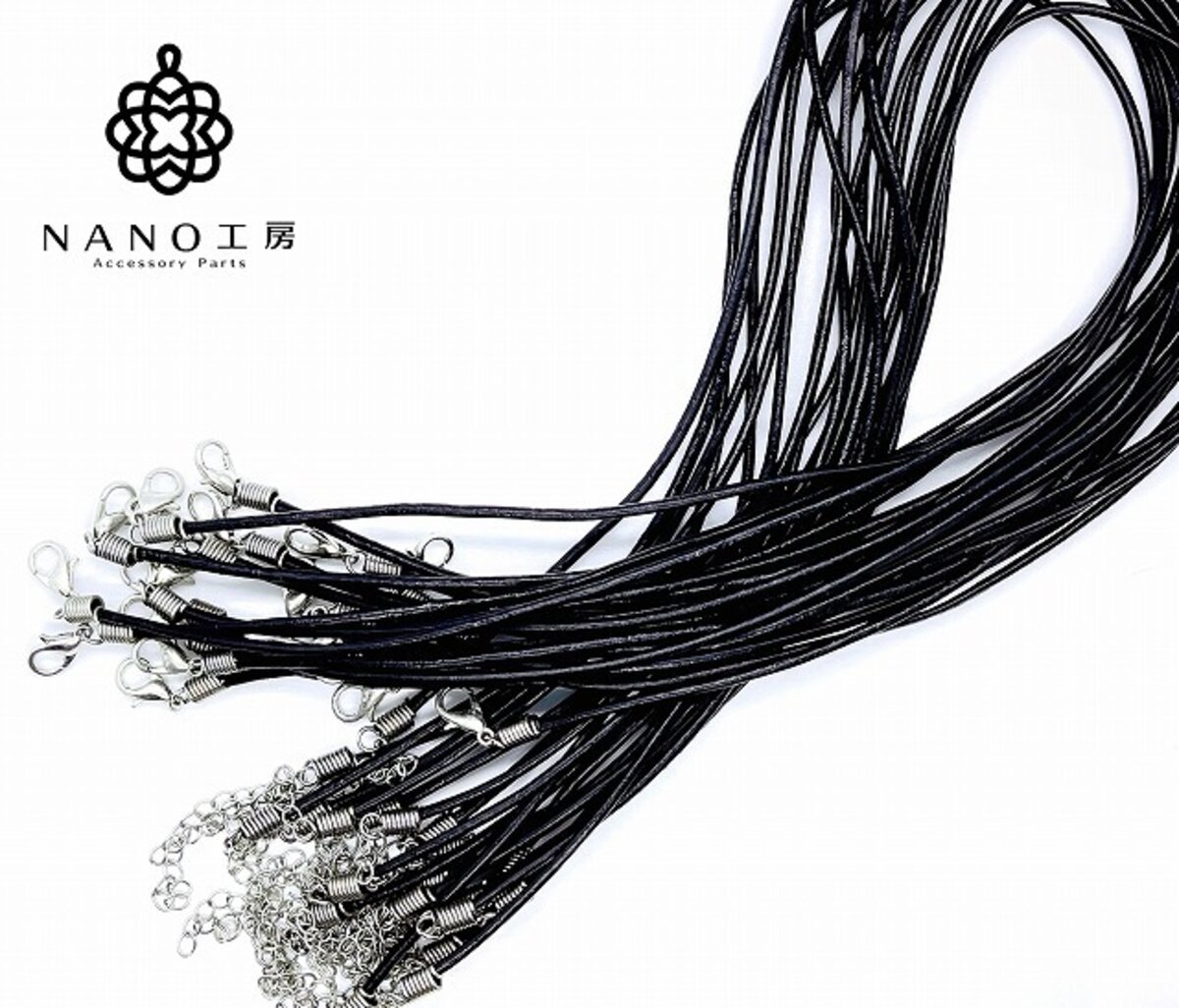 牛革紐 ネックレス用 カニカン アジャスター付 ブラック 5本★ 基礎 素材 チョーカー ネックレス★ 天然皮革 レザー紐 牛革 本牛革 黒 チョーカーネックレ...