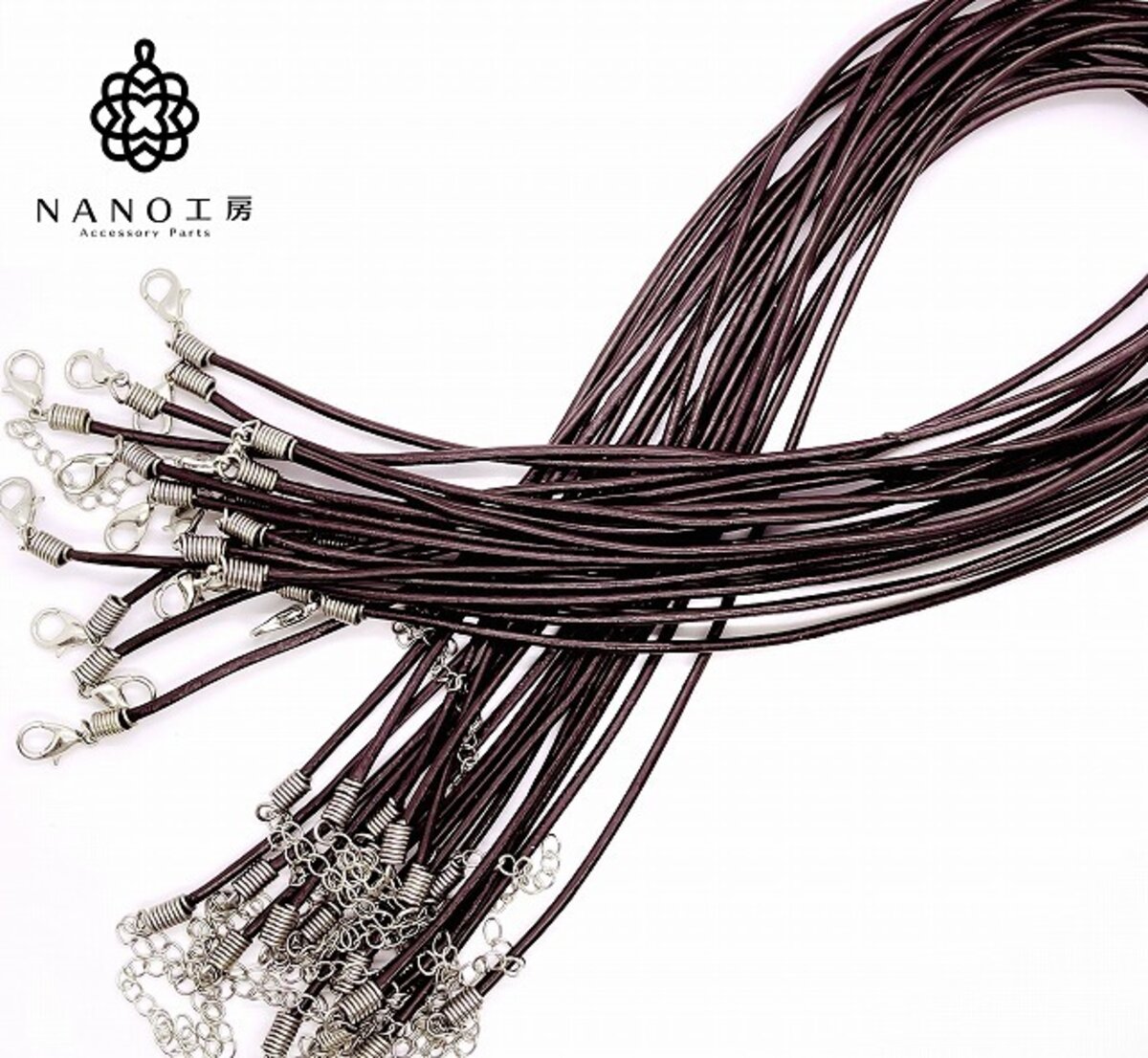 牛革紐 ネックレス用 カニカン アジャスター付 ブラウン 5本★ 基礎 素材 チョーカー ネックレス★ 天然皮革 レザー紐 牛革 本牛革 茶色 チョーカーネック...