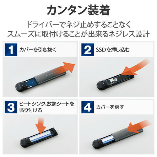 �����ƥå��ʥ��쥳��� ELECOM Logitec LGB-PNVSUAC USB3.2(Gen2)�б�M.2 NVMe SSD������/Type-C�б�/ľ�ޤ� �᡼�����߸���