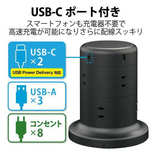 エレコム 電源タップ コンセント×8個口 (U...の紹介画像2