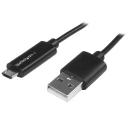 StarTech.com USBマイクロB ケーブル 1m 充電お知らせLEDライト オス/オス(USBAUBL1M) 取り寄せ商品