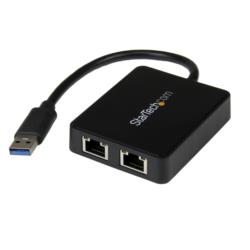 StarTech.com LANアダプター/USB 3.0/2x RJ45/10/100/1000 Mbps/ブラック(USB32000SPT) 目安在庫=△