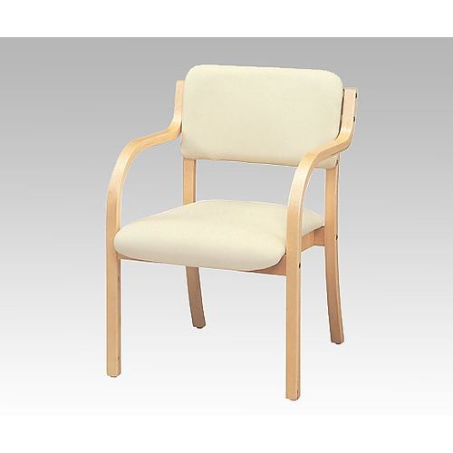ストア・エキスプレス 木製スタッキングチェア 合皮張り（アーム付き） 完成品 ホワイト 61-433-42-7 (1セット(2台入り))(8-2630-01) 取り寄せ商品