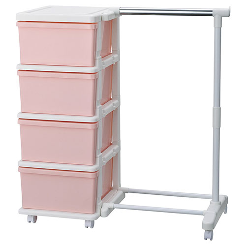 ユーエイキャスター カラーシーズユニット4段パイプハンガー付 ピンク(K50807739) 取り寄せ商品