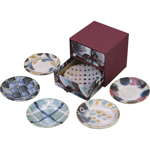 ブラッシュブルー ブラッシュブルー ブラッシュカラー 六種小皿揃(タンス箱入)(C6105640) 取り寄せ商品