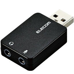 エレコム オーディオ変換アダプタ USB-φ3.5mm オーディオ出力 マイク入力 直挿し コンパクト ブラック(USB-AADC01BK) メーカー在庫品