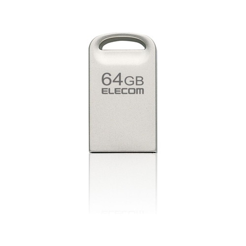 ELECOM USBメモリ 64GB USB3.2(Gen1)/3.1(Gen1)/3.0/2.0 USB A 超小型 シルバー MFSU3A064GSV