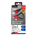 PGA 2in1 Lightning & microUSB^tP[u 1m bh&ubN(PG-LMC10M01BK) 񂹏i