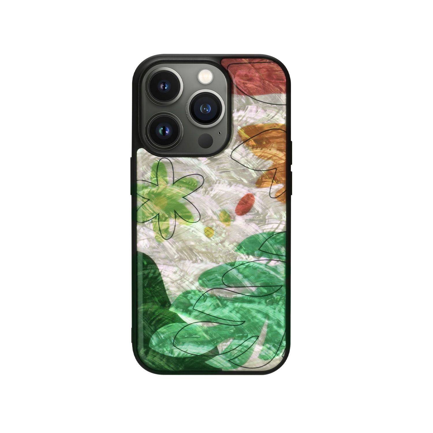 ikins 天然貝ケース for iPhone 14 Pro Botanik Touch 1 背面カバー型(I23582i14P) 仕入先在庫品