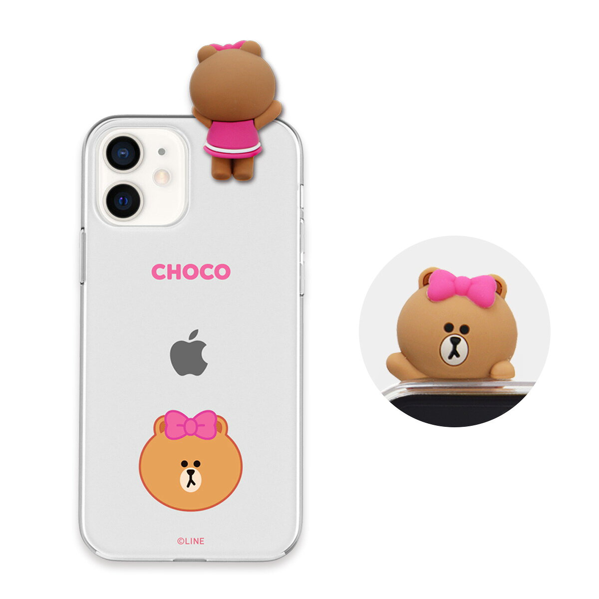 Rakuten - LINE FRIENDS iPhone 12 mini フィギュア付きソフトクリアケース BASIC FACE CHOCO(KCE-CSB034) 仕入先在庫品