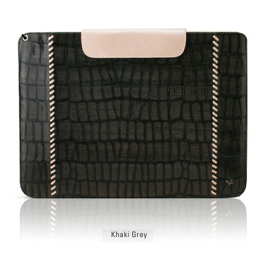 ZENUS Galaxy Tab 10.1 LTE Prestige Italian Hand Stitch Pouch Khaki Gray(Z401GT2) 仕入先在庫品