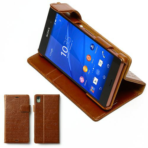 ZENUS Xperia Z3 Lettering Diary ブラウン(Z4969XZ3S) 仕入先在庫品