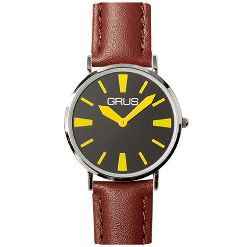 GRUS グルス 腕時計 ロービジョンウォッチ 見やすい文字盤 Dバックル 黒ダイヤル×黄インデックス(GRS006-05) 取り寄せ商品