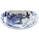 夕立窯 夕立窯 めでたい どーんと楕円鉢(木箱入) 青鯛(C6096610) 取り寄せ商品