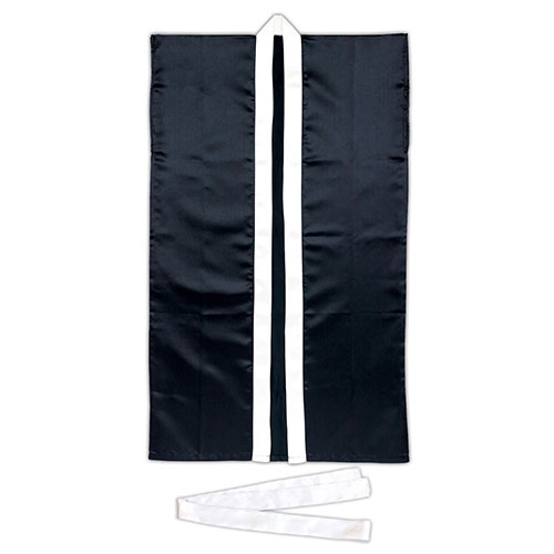 Costume - ARTEC 【10個セット】 サテンロングハッピ黒(襟銀)L ハチマキ銀付(ATC3153X10) 取り寄せ商品