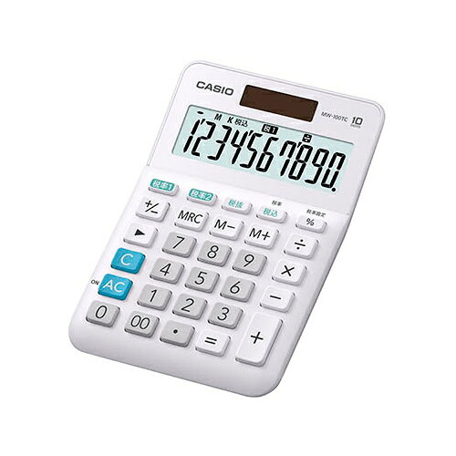 カシオ計算機 CASIO 【5個セット】 W税率電卓 ミニジャストタイプ 10桁 ホワイト(MW-100TC-WE-NX5) 取り寄せ商品