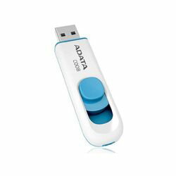ADATA　Technology DashDrive C008 スライド式 USBフラッシュドライブ 32GB White/Blue(AC008-32G-RWE) 取り寄せ商品