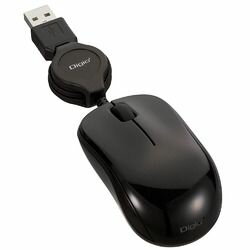 Rakuten - Digio　2 MUS-UKT166BK マウス 小型 巻取 有線 3ボタン BlueLED ブラック 取り寄せ商品