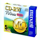 Maxell CD-RW・1-4倍速対応・容量700MB・5枚パック・1枚ずつプラケース入り(CDRW80MQ.S1P5S) 目安在庫=△(2)