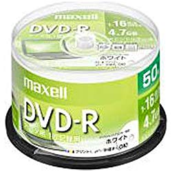 Maxell データ用DVD-R 4.7GB 1-16倍速 プリンタブルホワイト 50枚スピンドルケース(DR47PWE.50SP) 目安在庫=△
