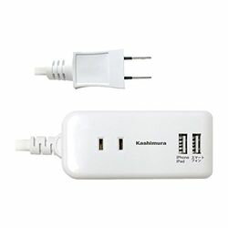 カシムラ 国内・海外兼用 2口電源タップ Aタイプ 2USB 2.1A 1m(TI-174) 取り寄せ商品
