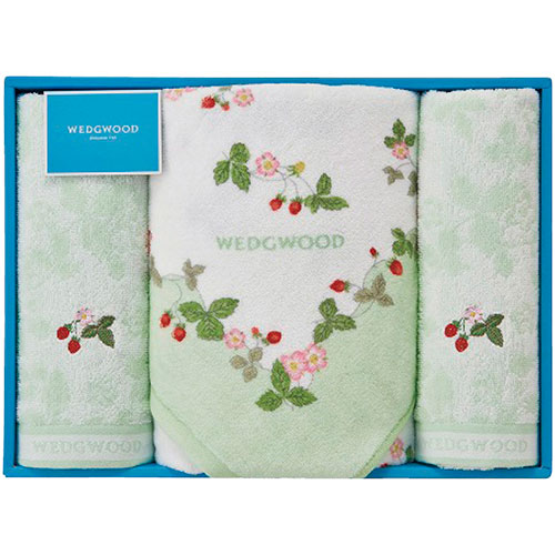 ウェッジウッド ワイルドストロベリー バスタオル&フェイスタオル2P グリーン バスタオル60(C6049644) 取り寄せ商品