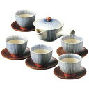 利左右衛門窯 朱巻十草急須茶器揃(茶托付)(K51005118) 取り寄せ商品