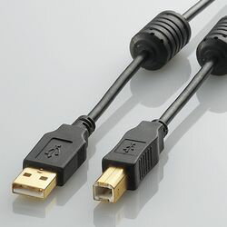 【楽天市場】エレコム USB2.0ケーブル フェライトコア付 ABタイプ 2.0m(ブラック)(U2C-BF20BK) メーカー在庫品：ナノズ